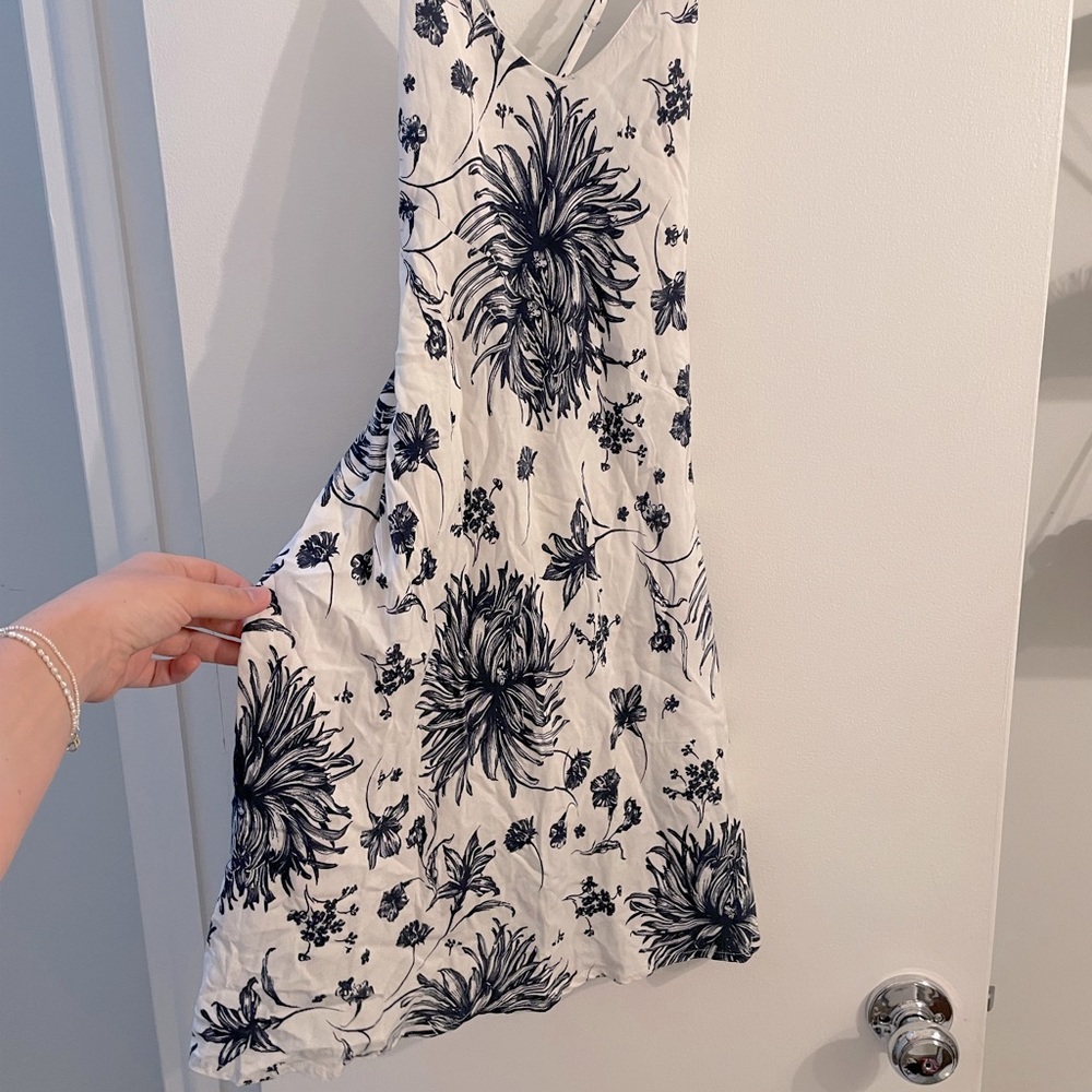 Obey summer mini tank dress low back blue and white floral